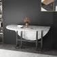 Modern Foldable Dining Table Round Wood Tabletop with Metal Legs
