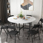 Modern Foldable Dining Table Round Wood Tabletop with Metal Legs