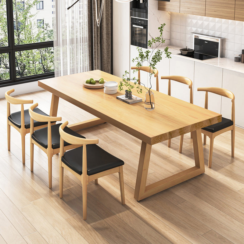 Moderne massief houten rechthoekige eettafel voor eetkamer en eetbar