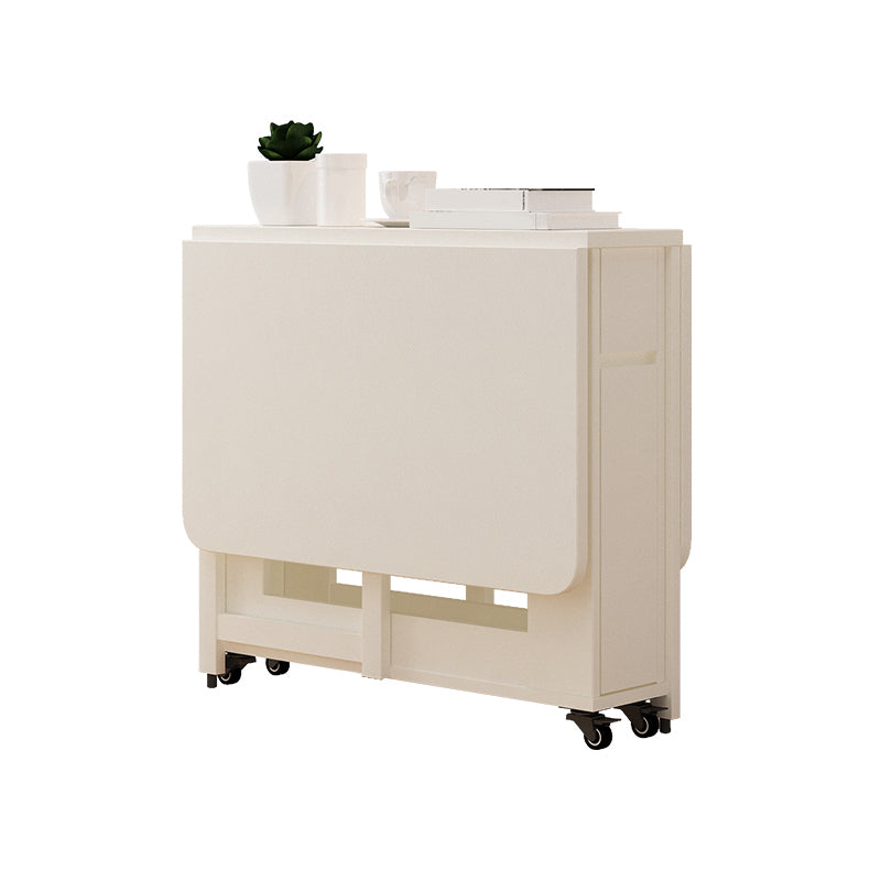 Modern Dining Table Foldable Rectangle Tabletop with Wood Base Wood White 47"L x 31"W x 29"H Clearhalo 'Dining Tables & Seating' 'Dining Tables' 'dining_table' 'furn' 'furn_dining_table' 'Furniture' 'Kitchen & Dining Furniture' 7635919