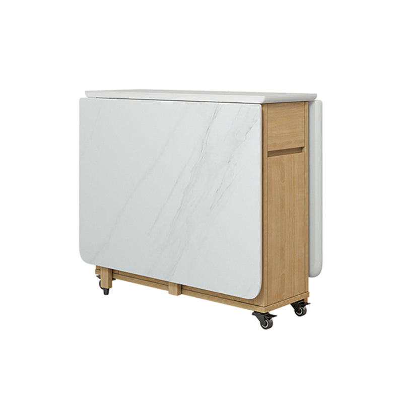 Modern Dining Table Foldable Rectangle Tabletop with Wood Base Stone Natural 55"L x 31"W x 29"H Clearhalo 'Dining Tables & Seating' 'Dining Tables' 'dining_table' 'furn' 'furn_dining_table' 'Furniture' 'Kitchen & Dining Furniture' 7635928