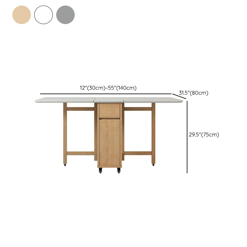 Modern Dining Table Foldable Rectangle Tabletop with Wood Base Clearhalo 'Dining Tables & Seating' 'Dining Tables' 'dining_table' 'furn' 'furn_dining_table' 'Furniture' 'Kitchen & Dining Furniture' 7635935