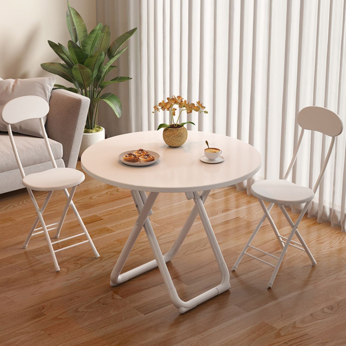 Table à manger pliante moderne, plateau en bois avec base en métal pour la maison