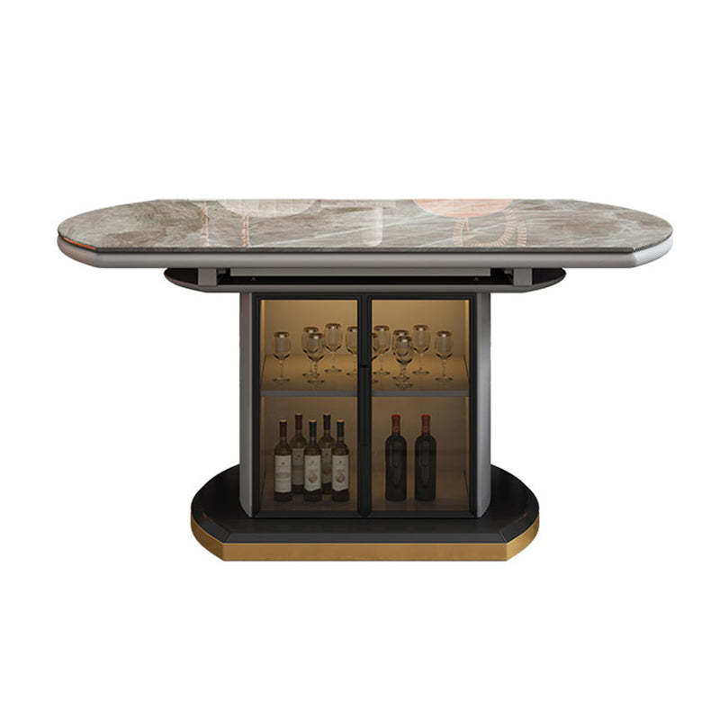 Modern Stone Top Dining Table Extendable for Small Spaces with Storage Without Chairs Clearhalo 'Dining Tables & Seating' 'Dining Tables' 'dining_table' 'furn' 'furn_dining_table' 'Furniture' 'Kitchen & Dining Furniture' 7635978