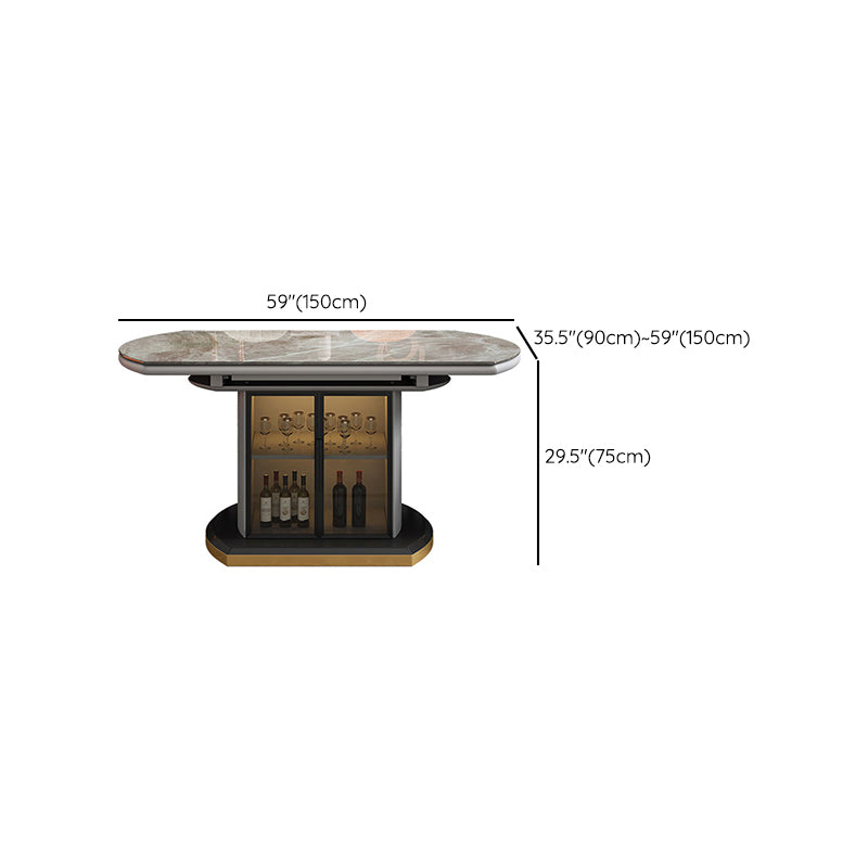 Modern Stone Top Dining Table Extendable for Small Spaces with Storage Clearhalo 'Dining Tables & Seating' 'Dining Tables' 'dining_table' 'furn' 'furn_dining_table' 'Furniture' 'Kitchen & Dining Furniture' 7635986