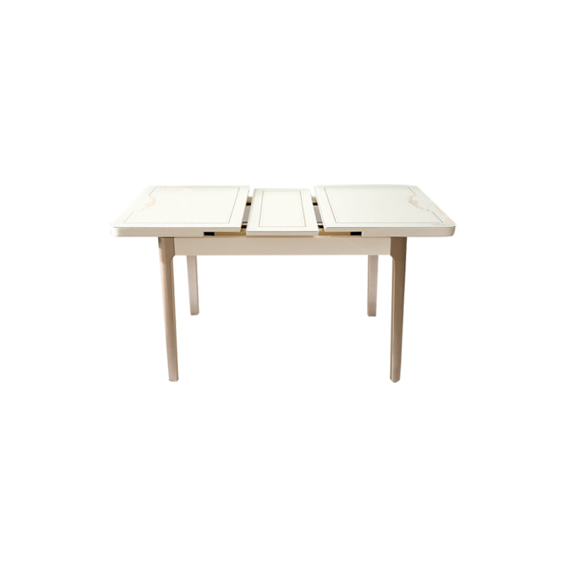 5/7 pezzi in vetro temperato Top 4 gambe in legno Set da pranzo per casa