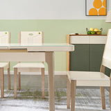 5/7 pezzi in vetro temperato Top 4 gambe in legno Set da pranzo per casa