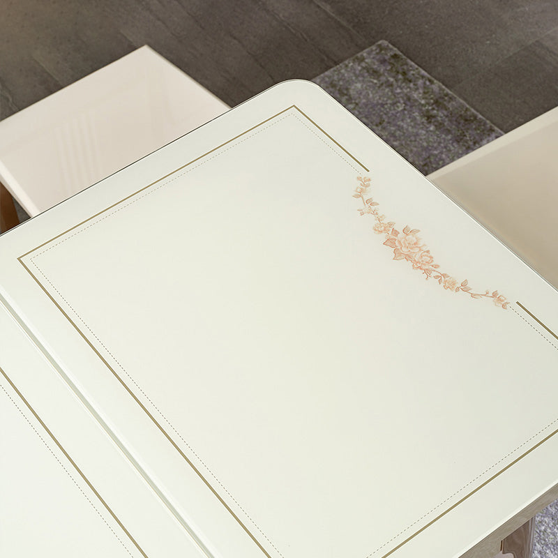 5/7 pezzi in vetro temperato Top 4 gambe in legno Set da pranzo per casa