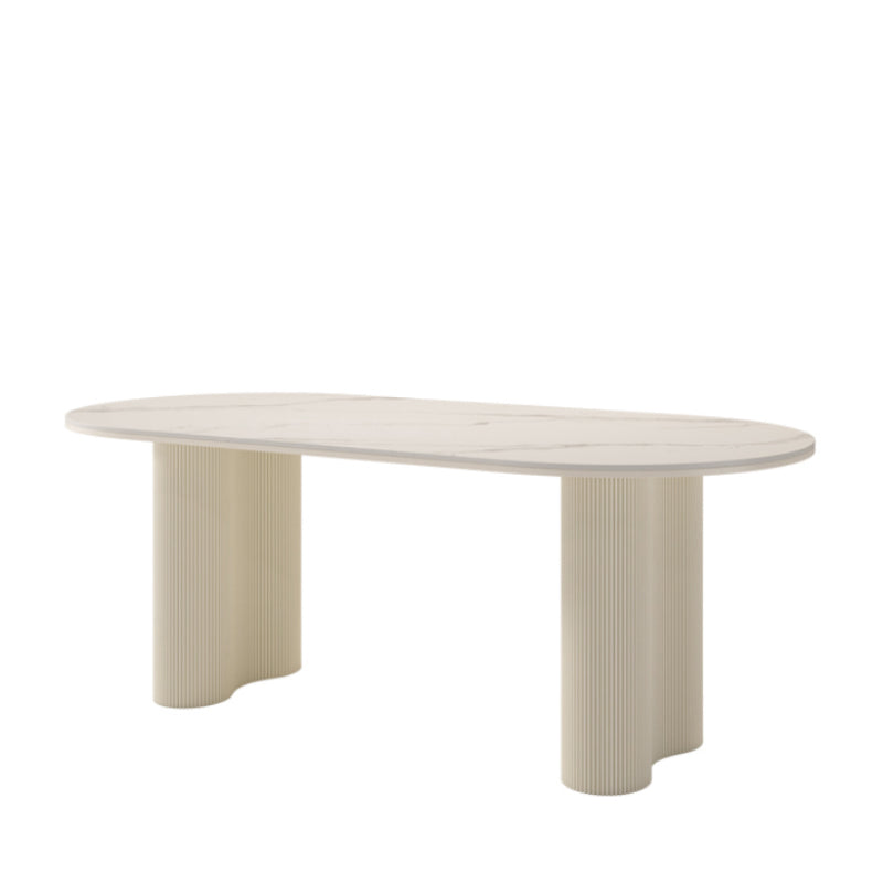 1/2/5/7 Stücke weiß oval gesinterte Stein -Ess -Ess -Set für Zuhause