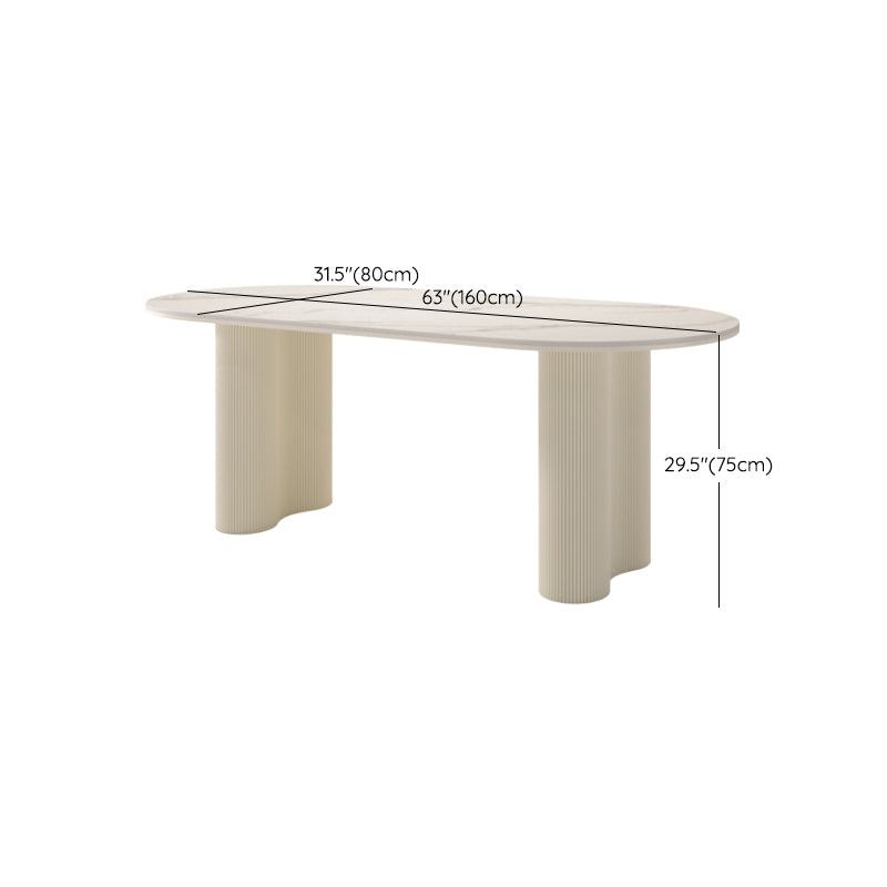 1/2/5/7 Stücke weiß oval gesinterte Stein -Ess -Ess -Set für Zuhause