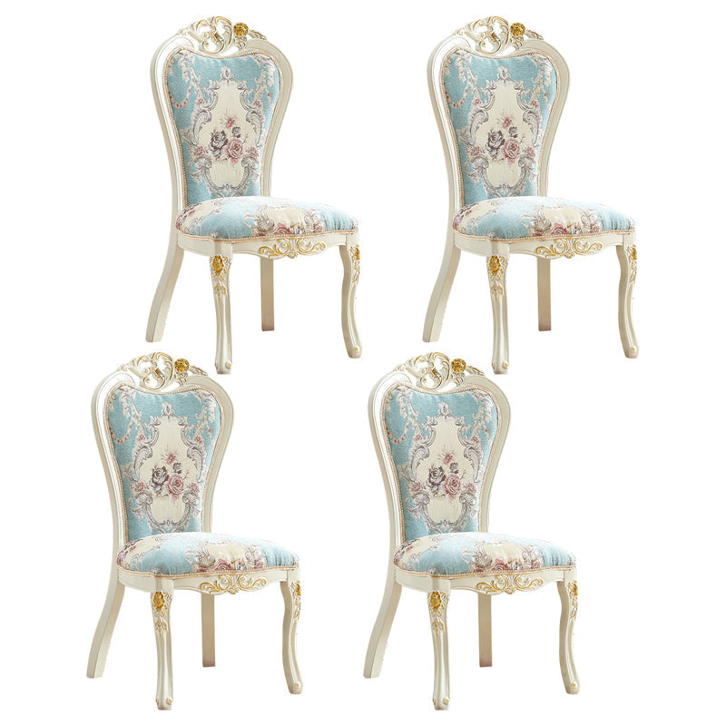 Indoor Dining Arm Chair Wood Frame Upholstered Dining Chair for Dining Room Peacock Blue 4 Piece Set Clearhalo 'Dining Chairs' 'Dining Tables & Seating' 'dining_chair' 'furn' 'furn_dining_chair' 'Furniture' 'Kitchen & Dining Furniture' 7636098