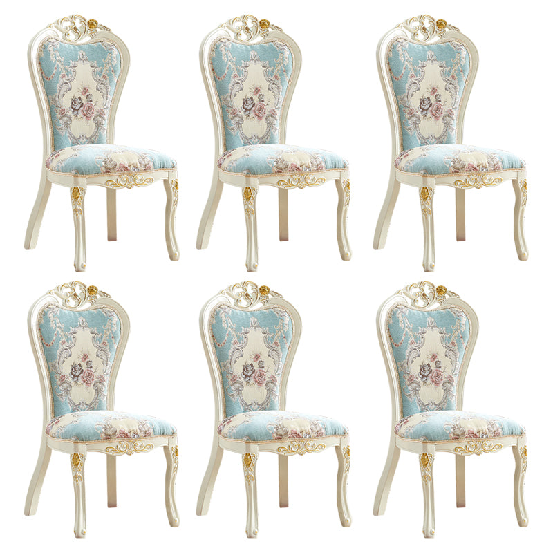 Indoor Dining Arm Chair Wood Frame Upholstered Dining Chair for Dining Room Peacock Blue 6 Piece Set Clearhalo 'Dining Chairs' 'Dining Tables & Seating' 'dining_chair' 'furn' 'furn_dining_chair' 'Furniture' 'Kitchen & Dining Furniture' 7636099