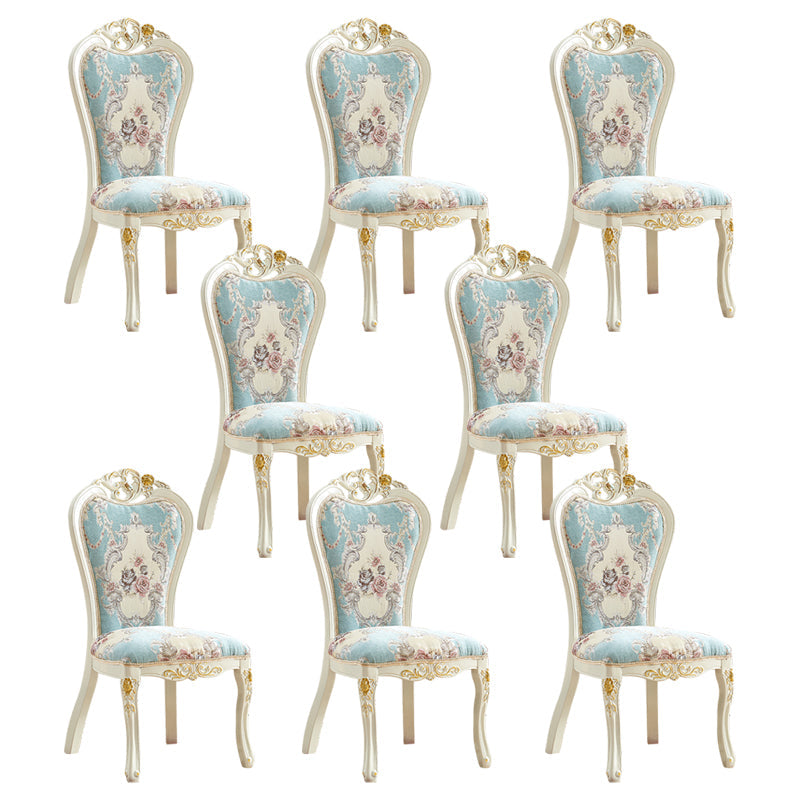 Indoor Dining Arm Chair Wood Frame Upholstered Dining Chair for Dining Room Peacock Blue 8 Piece Set Clearhalo 'Dining Chairs' 'Dining Tables & Seating' 'dining_chair' 'furn' 'furn_dining_chair' 'Furniture' 'Kitchen & Dining Furniture' 7636100