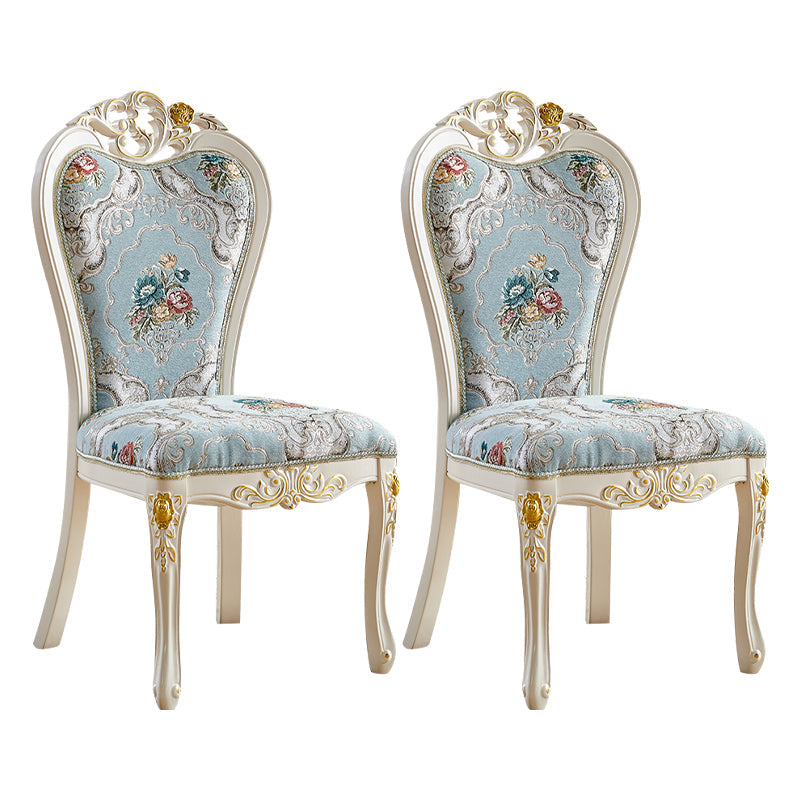 Indoor Dining Arm Chair Wood Frame Upholstered Dining Chair for Dining Room Sky Blue-White 2 Piece Set Clearhalo 'Dining Chairs' 'Dining Tables & Seating' 'dining_chair' 'furn' 'furn_dining_chair' 'Furniture' 'Kitchen & Dining Furniture' 7636101