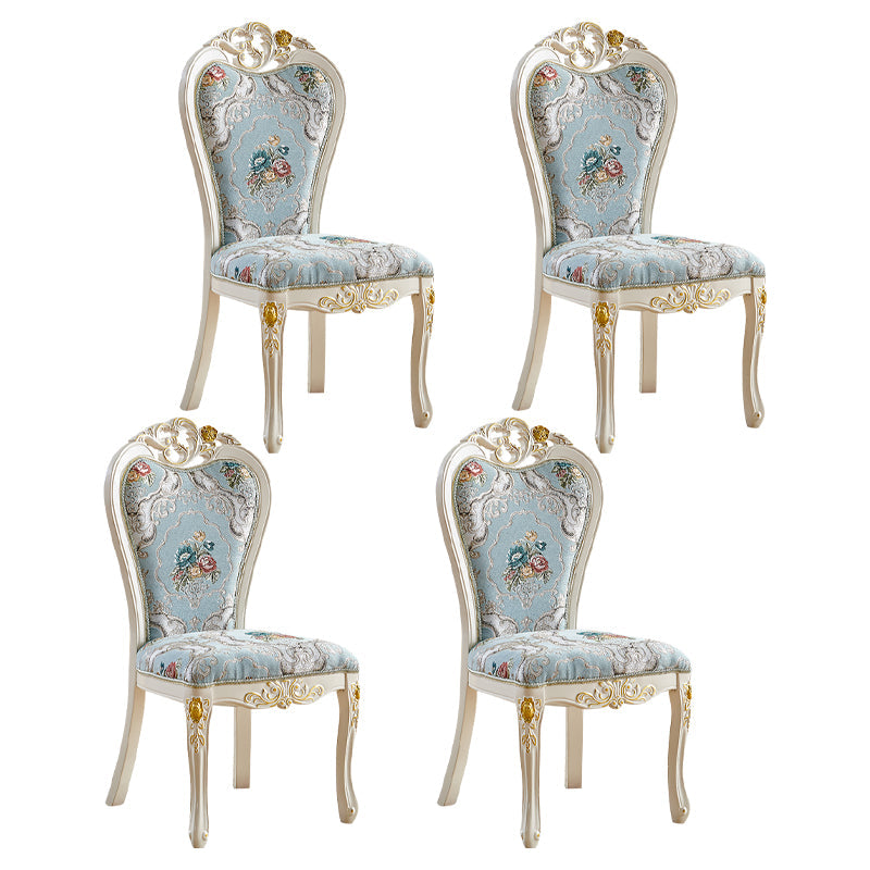Indoor Dining Arm Chair Wood Frame Upholstered Dining Chair for Dining Room Sky Blue-White 4 Piece Set Clearhalo 'Dining Chairs' 'Dining Tables & Seating' 'dining_chair' 'furn' 'furn_dining_chair' 'Furniture' 'Kitchen & Dining Furniture' 7636102