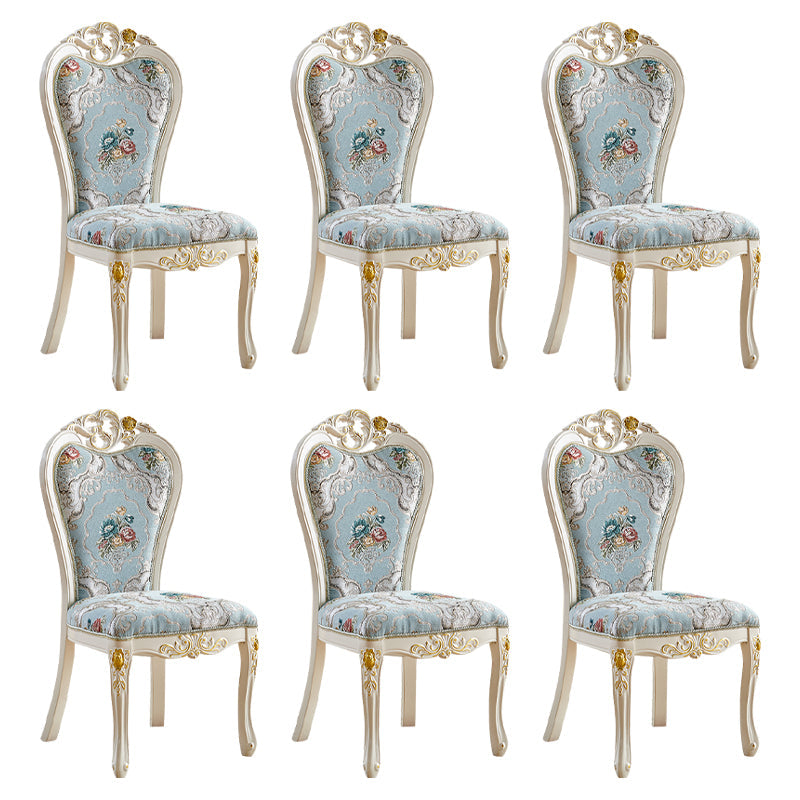 Indoor Dining Arm Chair Wood Frame Upholstered Dining Chair for Dining Room Sky Blue-White 6 Piece Set Clearhalo 'Dining Chairs' 'Dining Tables & Seating' 'dining_chair' 'furn' 'furn_dining_chair' 'Furniture' 'Kitchen & Dining Furniture' 7636103