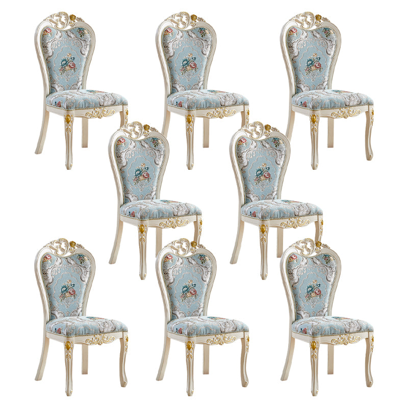 Indoor Dining Arm Chair Wood Frame Upholstered Dining Chair for Dining Room Sky Blue-White 8 Piece Set Clearhalo 'Dining Chairs' 'Dining Tables & Seating' 'dining_chair' 'furn' 'furn_dining_chair' 'Furniture' 'Kitchen & Dining Furniture' 7636104