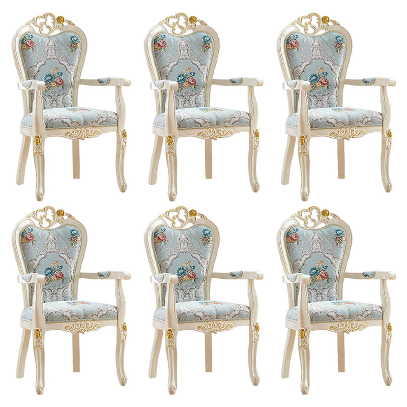 Indoor Dining Arm Chair Wood Frame Upholstered Dining Chair for Dining Room Bright Blue 6 Piece Set Clearhalo 'Dining Chairs' 'Dining Tables & Seating' 'dining_chair' 'furn' 'furn_dining_chair' 'Furniture' 'Kitchen & Dining Furniture' 7636106