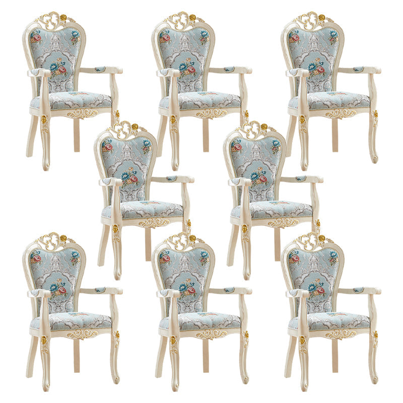 Indoor Dining Arm Chair Wood Frame Upholstered Dining Chair for Dining Room Bright Blue 8 Piece Set Clearhalo 'Dining Chairs' 'Dining Tables & Seating' 'dining_chair' 'furn' 'furn_dining_chair' 'Furniture' 'Kitchen & Dining Furniture' 7636107