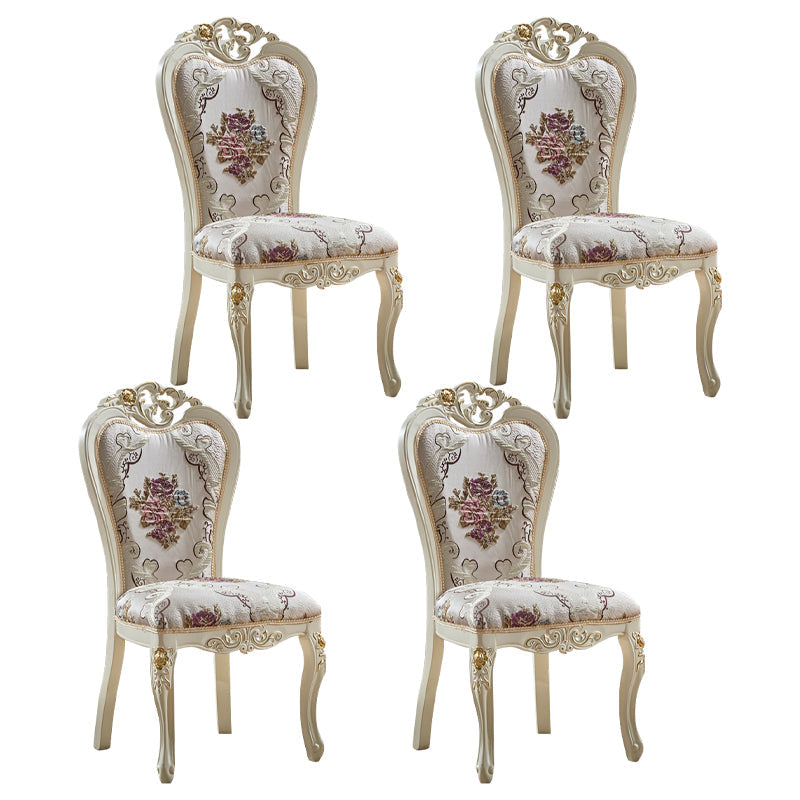 Indoor Dining Arm Chair Wood Frame Upholstered Dining Chair for Dining Room Off-White 4 Piece Set Clearhalo 'Dining Chairs' 'Dining Tables & Seating' 'dining_chair' 'furn' 'furn_dining_chair' 'Furniture' 'Kitchen & Dining Furniture' 7636109