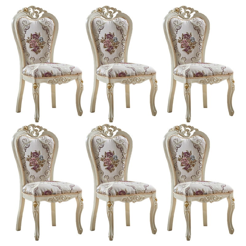 Indoor Dining Arm Chair Wood Frame Upholstered Dining Chair for Dining Room Off-White 6 Piece Set Clearhalo 'Dining Chairs' 'Dining Tables & Seating' 'dining_chair' 'furn' 'furn_dining_chair' 'Furniture' 'Kitchen & Dining Furniture' 7636110