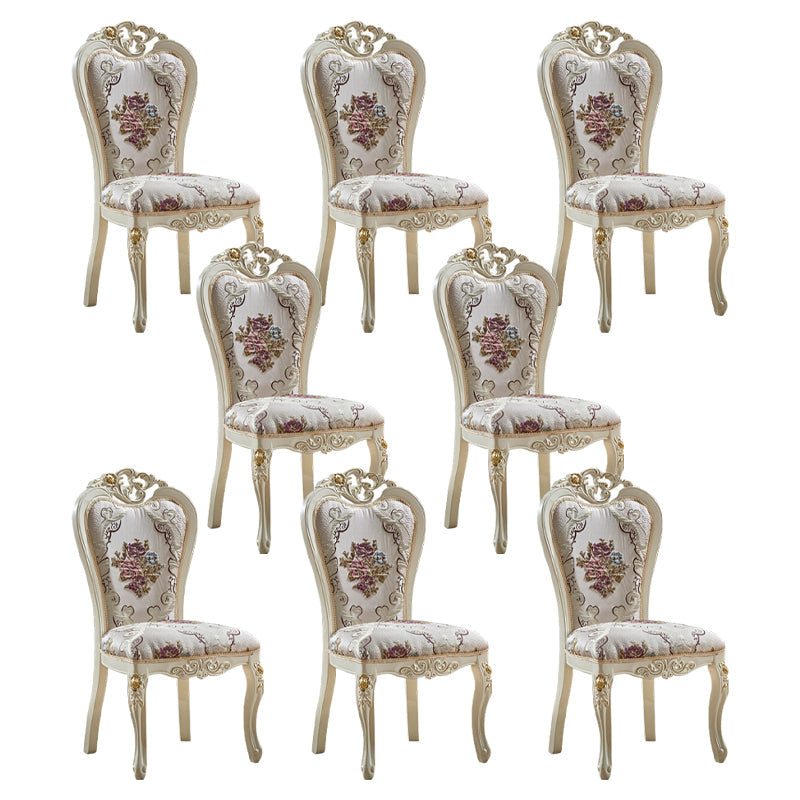 Indoor Dining Arm Chair Wood Frame Upholstered Dining Chair for Dining Room Off-White 8 Piece Set Clearhalo 'Dining Chairs' 'Dining Tables & Seating' 'dining_chair' 'furn' 'furn_dining_chair' 'Furniture' 'Kitchen & Dining Furniture' 7636111