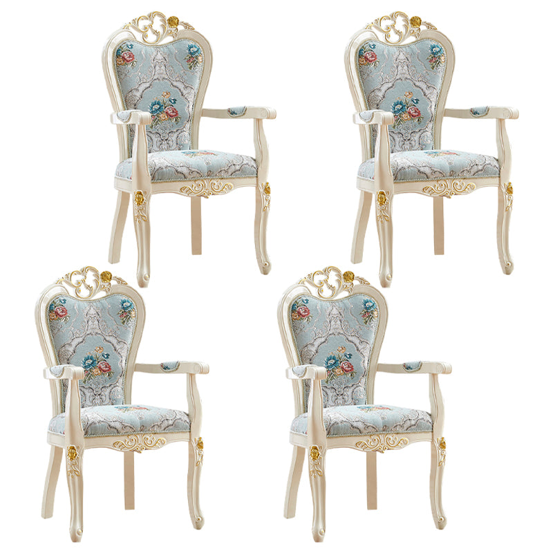Indoor Dining Arm Chair Wood Frame Upholstered Dining Chair for Dining Room Bright Blue 4 Piece Set Clearhalo 'Dining Chairs' 'Dining Tables & Seating' 'dining_chair' 'furn' 'furn_dining_chair' 'Furniture' 'Kitchen & Dining Furniture' 7636115