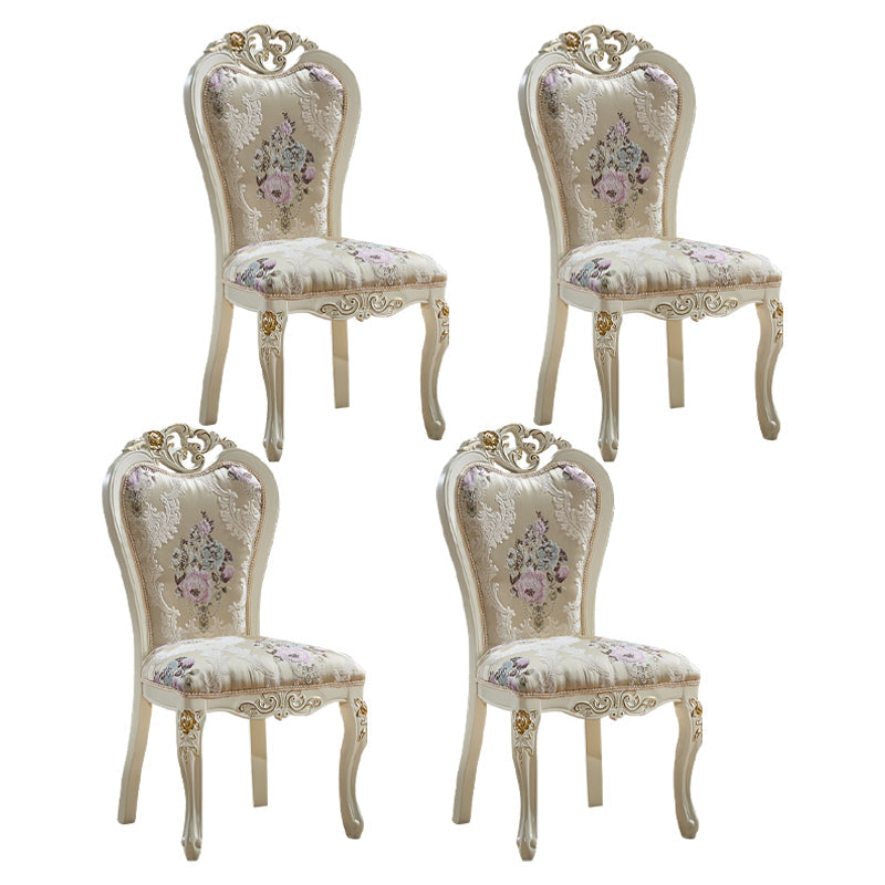 Indoor Dining Arm Chair Wood Frame Upholstered Dining Chair for Dining Room Milky White 4 Piece Set Clearhalo 'Dining Chairs' 'Dining Tables & Seating' 'dining_chair' 'furn' 'furn_dining_chair' 'Furniture' 'Kitchen & Dining Furniture' 7636122