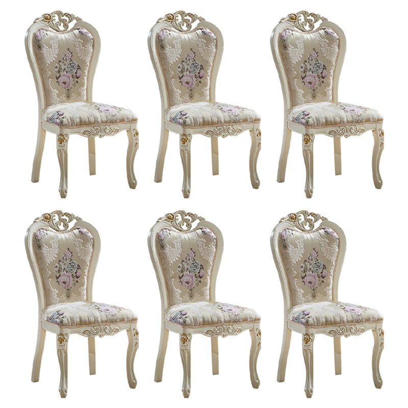 Indoor Dining Arm Chair Wood Frame Upholstered Dining Chair for Dining Room Milky White 6 Piece Set Clearhalo 'Dining Chairs' 'Dining Tables & Seating' 'dining_chair' 'furn' 'furn_dining_chair' 'Furniture' 'Kitchen & Dining Furniture' 7636123
