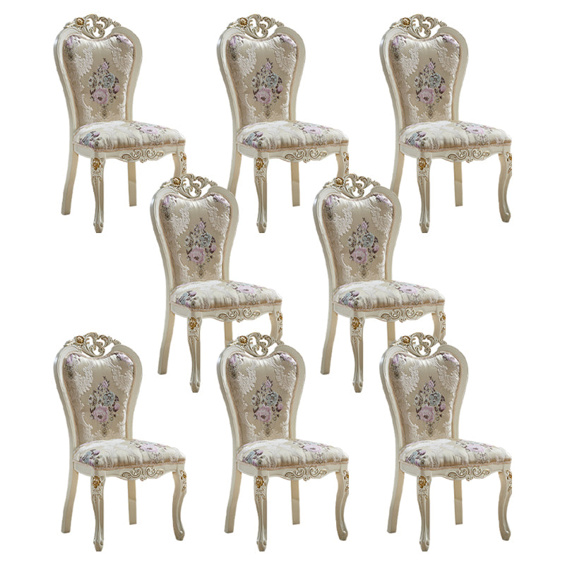 Indoor Dining Arm Chair Wood Frame Upholstered Dining Chair for Dining Room Milky White 8 Piece Set Clearhalo 'Dining Chairs' 'Dining Tables & Seating' 'dining_chair' 'furn' 'furn_dining_chair' 'Furniture' 'Kitchen & Dining Furniture' 7636124