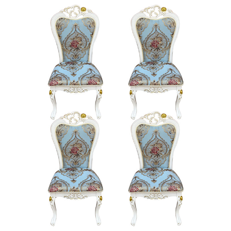 Indoor Dining Arm Chair Wood Frame Upholstered Dining Chair for Dining Room Gold Blue 4 Piece Set Clearhalo 'Dining Chairs' 'Dining Tables & Seating' 'dining_chair' 'furn' 'furn_dining_chair' 'Furniture' 'Kitchen & Dining Furniture' 7636126