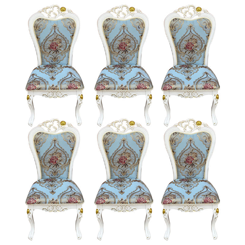 Indoor Dining Arm Chair Wood Frame Upholstered Dining Chair for Dining Room Gold Blue 6 Piece Set Clearhalo 'Dining Chairs' 'Dining Tables & Seating' 'dining_chair' 'furn' 'furn_dining_chair' 'Furniture' 'Kitchen & Dining Furniture' 7636127