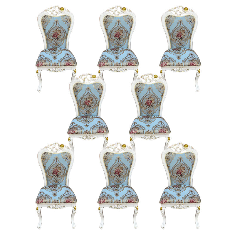 Indoor Dining Arm Chair Wood Frame Upholstered Dining Chair for Dining Room Gold Blue 8 Piece Set Clearhalo 'Dining Chairs' 'Dining Tables & Seating' 'dining_chair' 'furn' 'furn_dining_chair' 'Furniture' 'Kitchen & Dining Furniture' 7636128