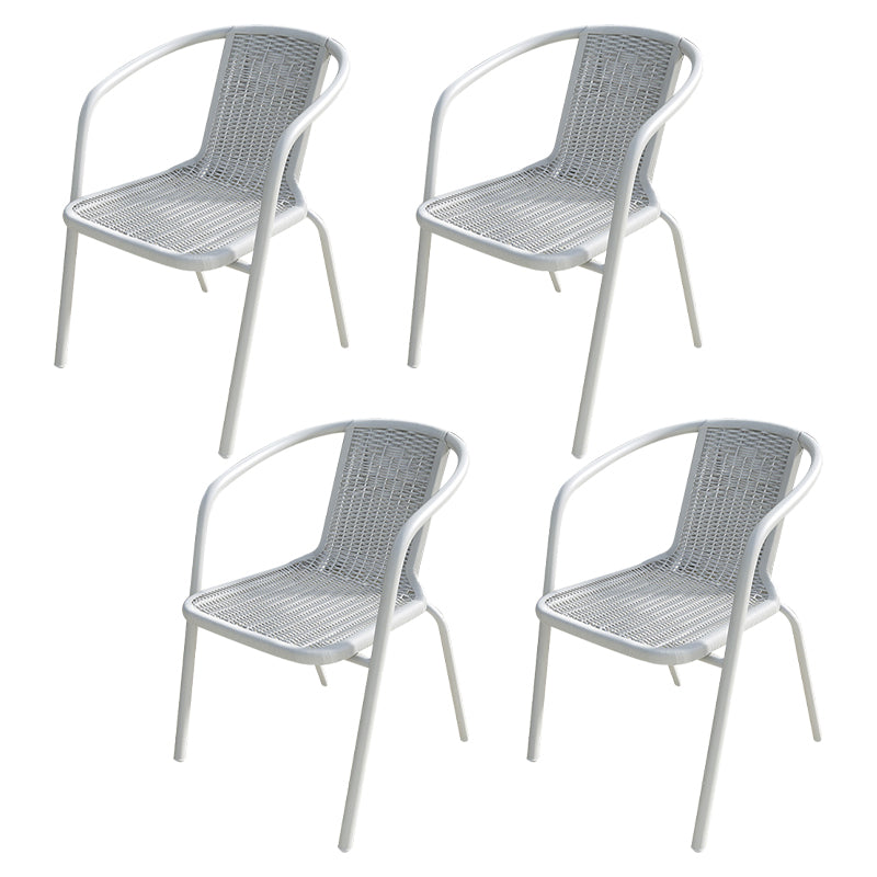 Modern Indoor-Outdoor Dining Arm Chair Steel Frame Stacking Arm Chair