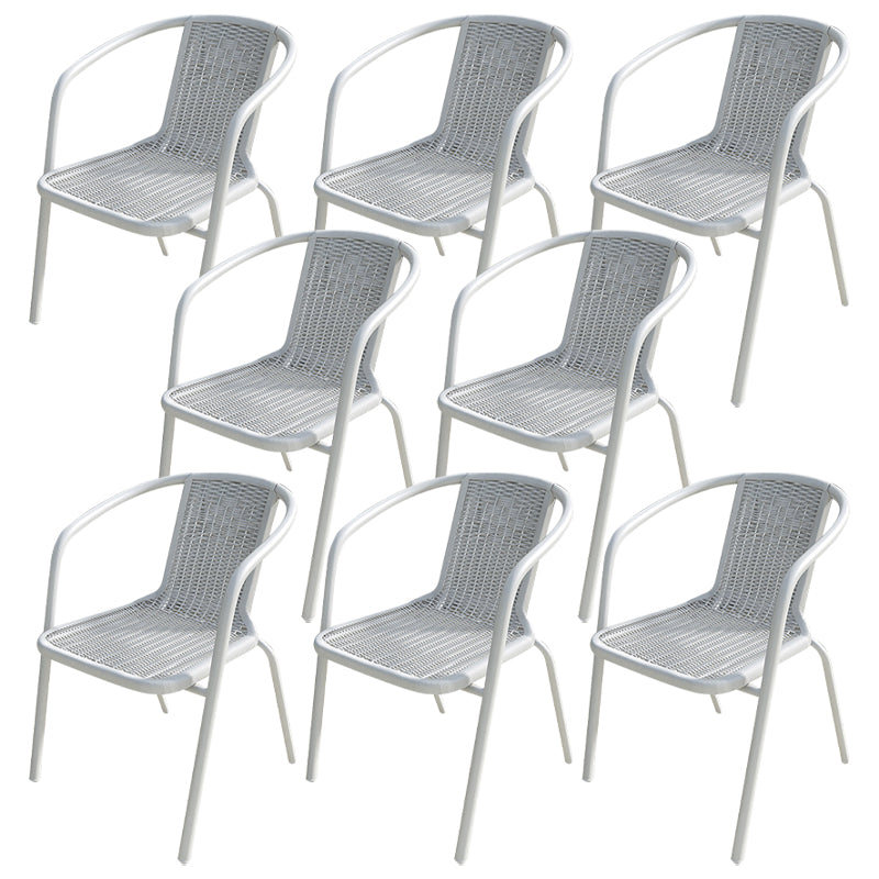 Modern Indoor-Outdoor Dining Arm Chair Steel Frame Stacking Arm Chair