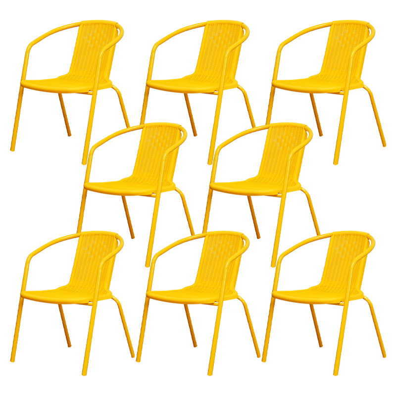 Modern Indoor-Outdoor Dining Arm Chair Steel Frame Stacking Arm Chair
