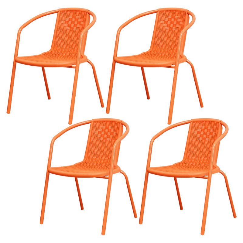 Modern Indoor-Outdoor Dining Arm Chair Steel Frame Stacking Arm Chair