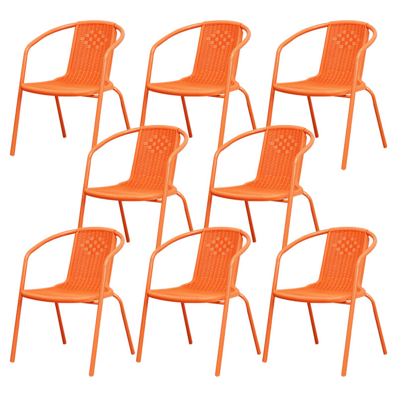 Modern Indoor-Outdoor Dining Arm Chair Steel Frame Stacking Arm Chair