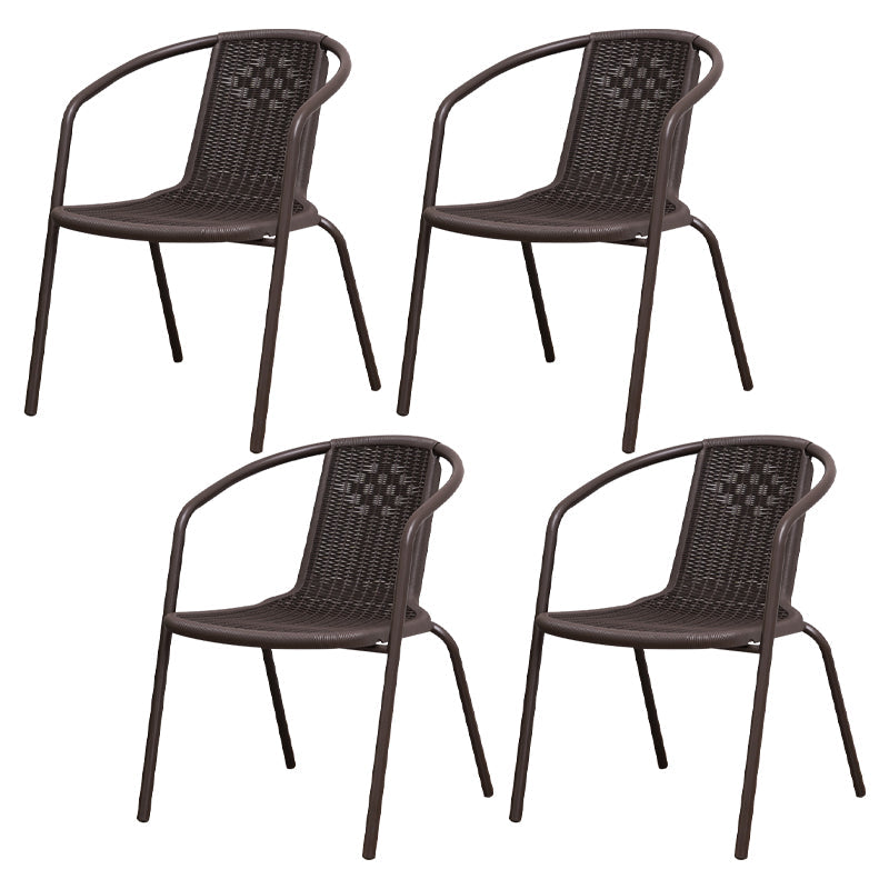 Modern Indoor-Outdoor Dining Arm Chair Steel Frame Stacking Arm Chair