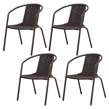 Modern Indoor-Outdoor Dining Arm Chair Steel Frame Stacking Arm Chair
