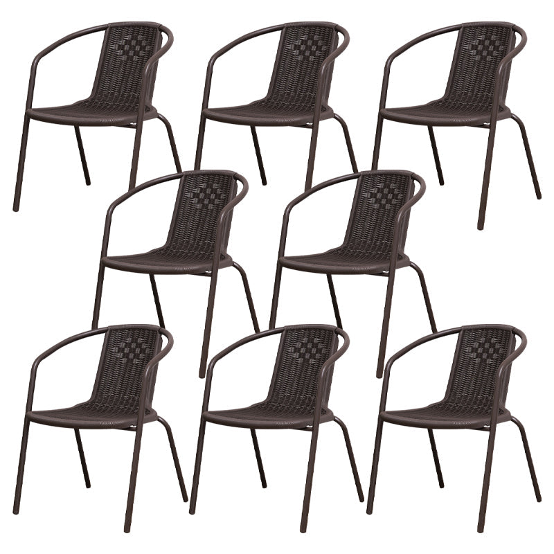 Modern Indoor-Outdoor Dining Arm Chair Steel Frame Stacking Arm Chair