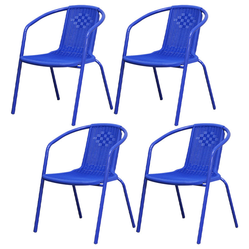 Modern Indoor-Outdoor Dining Arm Chair Steel Frame Stacking Arm Chair