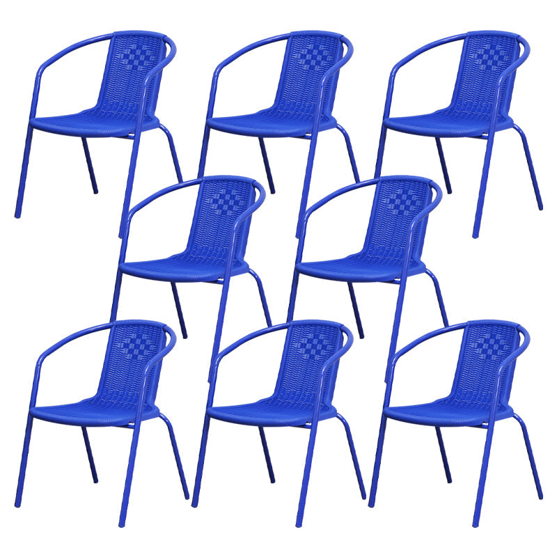 Modern Indoor-Outdoor Dining Arm Chair Steel Frame Stacking Arm Chair