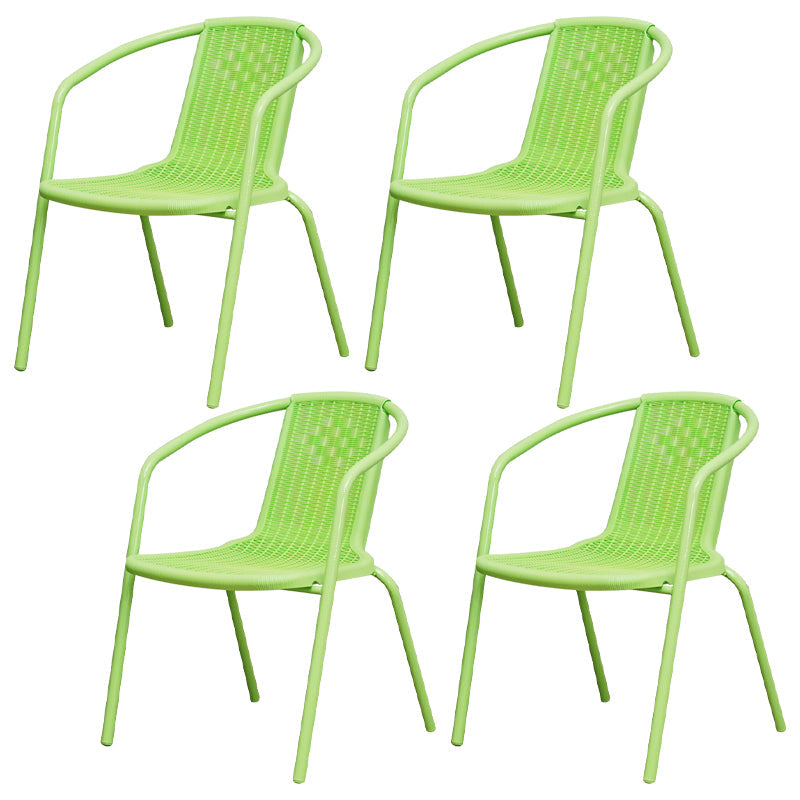Modern Indoor-Outdoor Dining Arm Chair Steel Frame Stacking Arm Chair