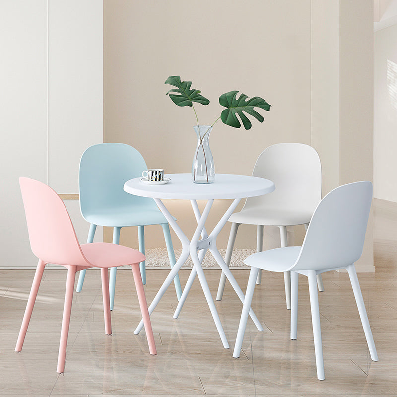Sillas de comedor sin brazos modernas silla lateral de plástico para comedor