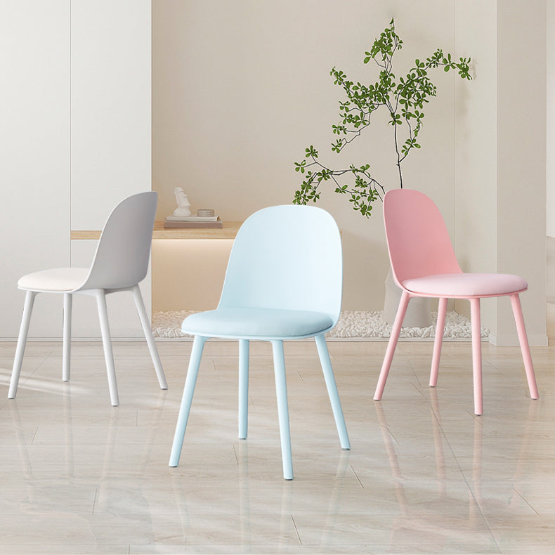 Sillas de comedor sin brazos modernas silla lateral de plástico para comedor