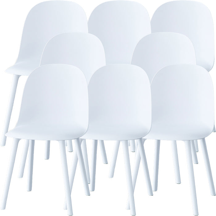 Sillas de comedor sin brazos modernas silla lateral de plástico para comedor