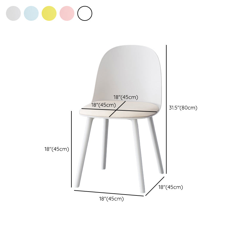 Sillas de comedor sin brazos modernas silla lateral de plástico para comedor