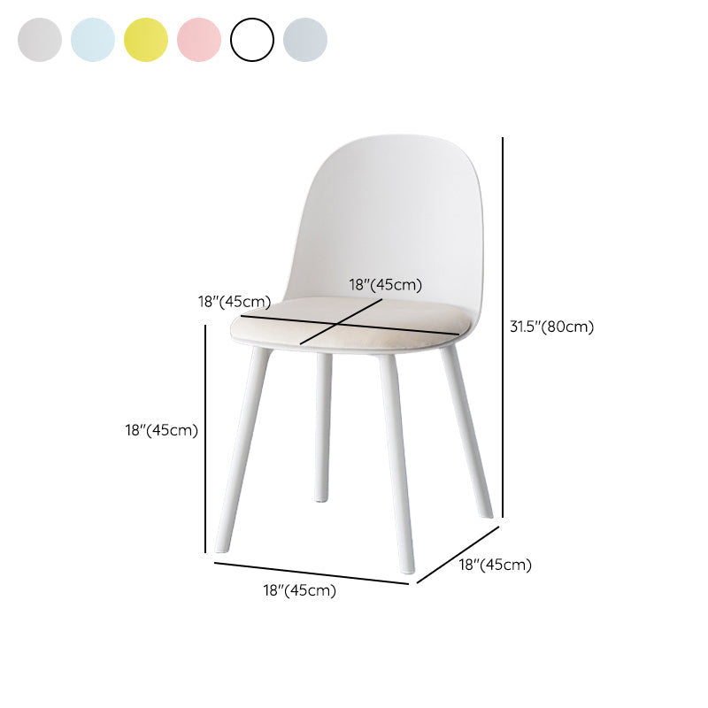 Sillas de comedor sin brazos modernas silla lateral de plástico para comedor