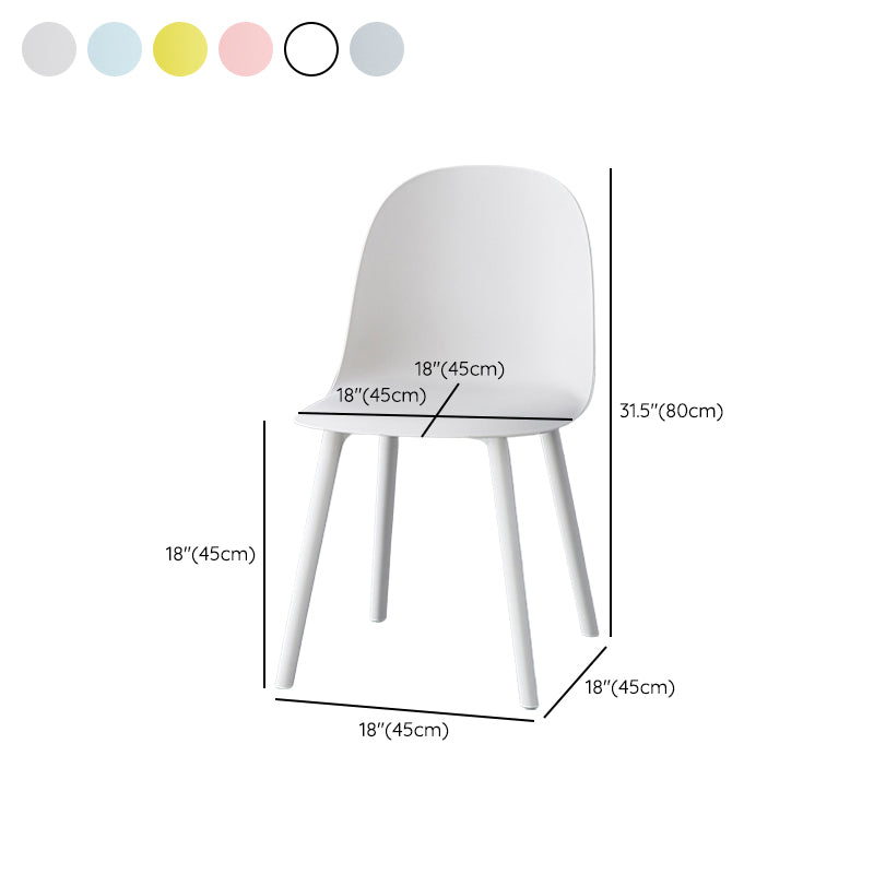 Sillas de comedor sin brazos modernas silla lateral de plástico para comedor